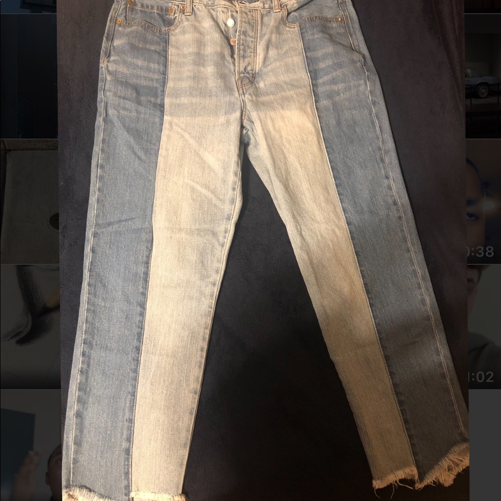 High-waisted two-tone vintage American Eagle jeans